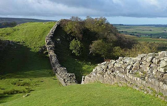 Hadrian's Wall west of Turret 45A, looking west