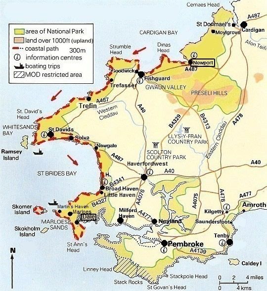 Pembrokeshire Coast Path overzichtskaart